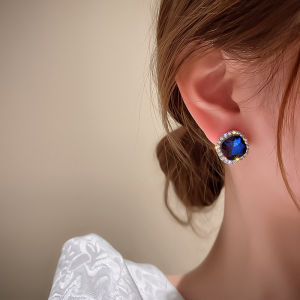 New Fashion Blue Square Earrings Simple Stud Earrings For Women Geometric Earrings Exquisite Fashion Jewelry