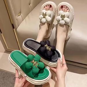 [Free Shipping] New Summer WomenS Fashion Versatile Thick-Soled Platform Beach Pearl Korean-Style Sandals For Outdoor Wear