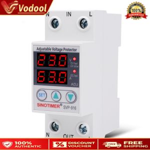 Voltage Surge Protector Relay SVP-916 with Adjustable Settings for Home Electrical System Overvoltage Protection
