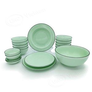 Bộ Đồ Ăn UNC Việt Nam - Men Ngọc Bích Cao Cấp dùng cho 10 người không chứa Chì & Cadimi