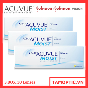 [90 lenses] Kính Áp Tròng 1-Day Acuvue Moist with LACREON UV Johnson&Johnson