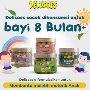 Delisoes Snack Bayi 8 Bulan Rasa Keju Dan Ikan Tuna - Snack Puffs Finger Food Anak