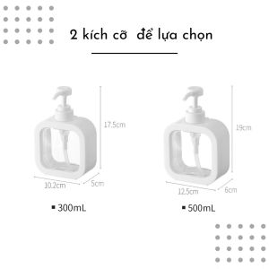Chai Chiết Dầu Gội Sữa Tắm Trong Suốt Hộp Đựng Nước Rửa Tay Nước Rửa Bát Đa Năng 300ml 500ml