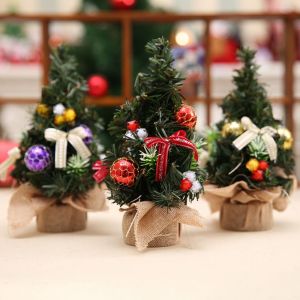 YERZ 20cm Christmas Tree Ornaments DIY Mini Christmas Tree Supplies Ornament Tree PVC Tree Ornaments Childrens Gifts