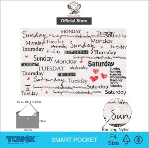 Map Plastik Kancing F4 TOMEX Smart Pocket Map Kancing Plastik Motif SUNDAY MONDAY Isi 6 pcs