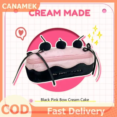 CANAMEK กระเป๋าใส่ดินสอรูปเค้กเชอร์รี่กระเป๋าใส่เครื่องเขียนใช้งานได้เยอะน่ารักกระเป๋าใส่ปากกาสำหรับนักเรียนกระเป๋าเครื่องสำอาง