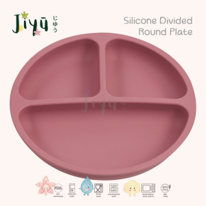 JIYU [JB-004] Silicone Divided Round Plate / Piring Silikon Bulat dengan 3 lubang BPA FREE