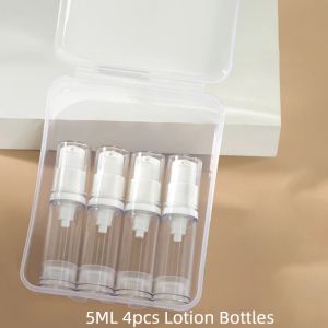 LEKGAVD 3/4Pcs Refillable Travel Refillable Bottle Set 5ml/10ml/15ml Empty Vacuum Press Pump Bottles Plastic Clear Cosmetic Container Travel