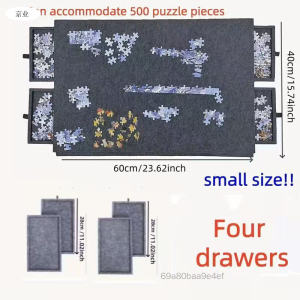Foldable Felt Puzzle Table with 6 Drawers - Kids Storage Board for Toy Organization