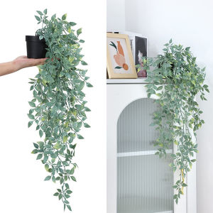 [1pot] Hanging Plant with Pot | Artificial Eucalyptus Vine Potted | Green Plant Leaves Hanging Bonsai Pot -Warm.home-MY