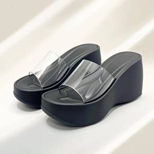 [Free Shipping] Thick-Soled High-Heeled Slippers For Women New EVA Style Suitable For All Seasons Casual And Fashionable Visually Lengthening The Legs With A Stylish Crystal Design And Non-Slip Sole