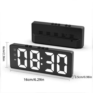 【SG Stock】LED Mirror Table Clock Digital Alarm Snooze Display Time Desktop Electronic Table clocks Desktop Clock
