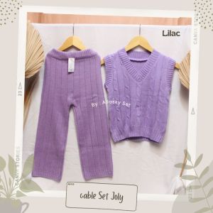 OOTD Setelan Rajut Anak Perempuan Rompi Cable dan Celana Jolly / setelan rajut anak perempuan / celana rajut anak perempuan / rompi rajut anak perempuan / cardigan rajut anak perempuan 8 9 tahun / baju rajut anak perempuan 2 3 tahun / satu set rajut anak
