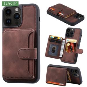 Fashion Leather Case for iPhone 16 15 14 13 12 17 Pro Max Plus Protect Shockproof Card Holder Cover for iPhone 17 air 16 Pro