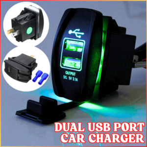 NEW COD Charger Cas Motor USB Fast Charging 2 Port DC 12-24V Waterproof 3.1 Ampere CJ-L040