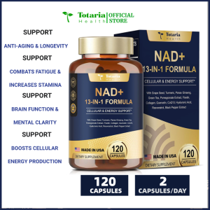 Totaria NAD+ Supplement - High Purity Nicotinamide Riboside (NR) + Resveratrol & Quercetin - Advanced Anti-Aging & Cellular Energy - 120 Vegan Capsules