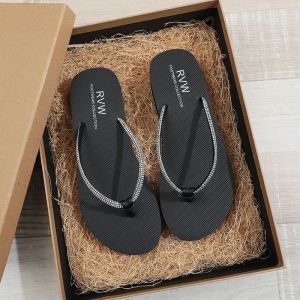 [Free Shipping] 2025 New Beach Shoes Slippers WomenS Summer Fashion Outerwear Seaside Platform Wedge Flip-Flops Rhinestone Flip Flops