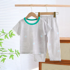AILEBE Kids Homewear Pajamas 100% Pure Cotton Set Soft Breathable Durable Short Sleeve Tee Shorts Cute Summer Sleepwear Pambahay For Baby Boys &amp Girls 0-10Y