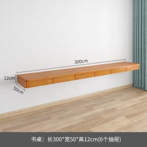 xpkQ Japanese Style Solid Wood Floating Desk Nordic Creative Wall Mounted Long Office Computer Desk Study Furniture Floating Desk FYFD 8N6Y2