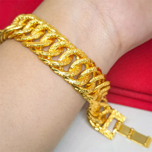 gelang tangan bangle besar motif xuping Permata Rantai Kombinasi Perhiasan Wanita lapis Emas 24k