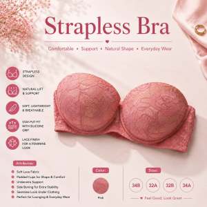Strapless Bra with Floral Lace Design