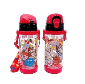 กระติกน้ำลาย Labubu 500 ml - มีทั้งหมด 4 ลาย - พร้อมสายสะพายยาว - รุ่นหลอดนิ่ม - งาน BPA free - พลาสติกยืดหยุ่น ไม่ตกแตกง่าย