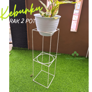 KEBUNKU Rak 2 Pot tinggi 60 Besi Kokoh dua lubang pot