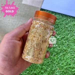 Foil Flakes 150ml Gold Silver Rosegold Nail Art Decoration Foil Paper Aluminium Flake Foilflakes Bahan Hiasan Kutek Kuku Resin Kertas Hias Slame Kerajinan Tangan Lilin Lembaran Besar Metalik Metallic Bagus Murah DIY Kemasan Botol Shopping Arena Malang