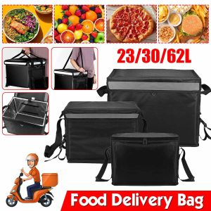32L/48L/62L insulated bag food delivery bag motorcycle transport bag take-out box thickened waterproof picnic bag insulated bag with partition cup holder car rack