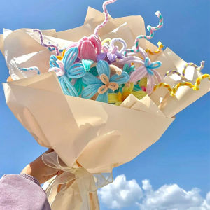 KS ไม้บิดเกลียวทำมือสุดสร้างสรรค์ของเด็กๆชุดช่อดอกไม้ของเล่นเพื่อการศึกษาส่งเสริมการปฏิสัมพันธ์ระหว่างพ่อแม่และลูก