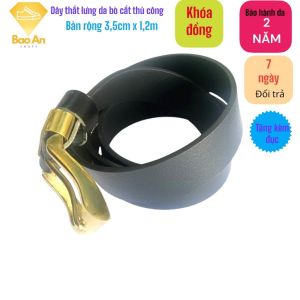 Thắt lưng da bò nam cao cấp khóa đồng sơn cạnh bền bỉ bảo hành 2 năm inox chắc chắn