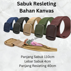 Sabuk Pria Dewasa Keren Model Resleting Bahan Canvas Kepala Anti X-Ray