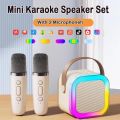 Loa hát karaoke bluetooth mini k12 tặng kèm 2 mic hát, có thể thay đổi giọng dễ dàng sử dụng nhiều màu lựa chọn. 