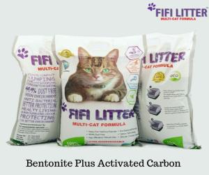 FifiLitter WHITE Fifi Cat Litter (3 BAGS) - UNSCENTED BENTONITE PLUS ACTIVATED CARBON 10L/7KG