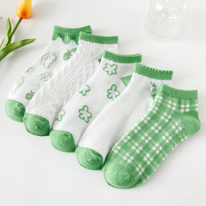 ถุงเท้าข้อสั้นเกาหลี ไซส์ผู้ใหญ่ (1เซ็ต 5คู่ ) เนื้อนุ่ม ใส่สบาย