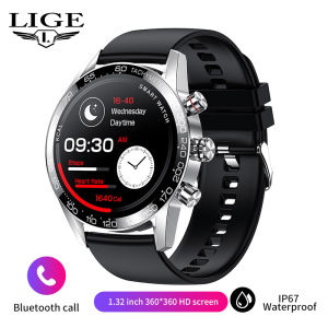 LIGE Original 360 AMOLED HD Screen Watch For Men Bluetooth Calling Smart Watch Sport Fashion Business 100+Dials Waterproof Smartwatch+Box