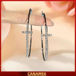 Miễn phí vận chuyển✨ Sáng bóng lớn circel chéo Hoop Bông tai cho phụ nữ tinh tế thạch tai khóa cao cấp hình học đồ trang sức quà tặng