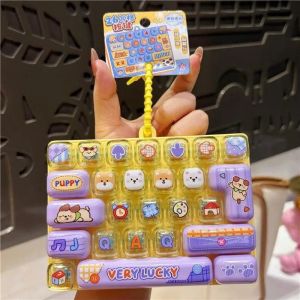 26 Grid Keycap Clicker Anti Stress Fidget Keyboard Keychain Decompression Button Cartoon Hand Relax Party Favor Gift 26구 키캡 키링
