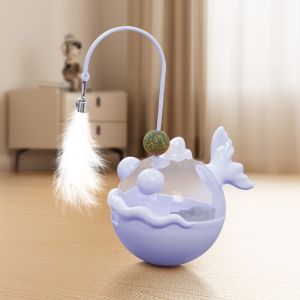ER52858 Tumbler Cat Leakage Food Toy Fish Shape Plastic Interactive Cat Toy Spill Feeder with Bells Pet Puzzle Toy Indoor