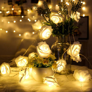 2.5M 20LED Rose Flower String Light LED Fairy Lights Valentines Day Wedding Christmas Party Room Bedroom Decorations Romantic Flower Vine Lights