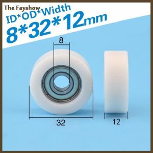[The Fayshow] 1PC 8x32x12mm nhúng 608ZZ mang bọc cao su POM Nylon mang ròng rọc phẳng lăn ròng rọc bánh xe