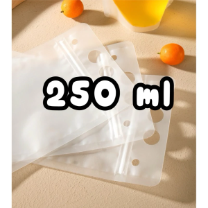 ถุงใส่น้ำมีหูหิ้ว 500ml. (50ใบ) แบบซิปล็อก ก้นตั้งได้ สีขุ่น ใส่เครื่องดื่ม ใส่อาหาร