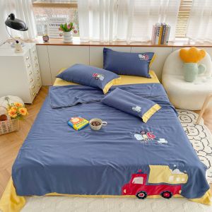 (💥 FREESHIP MAX) SET 4 MÓM CHĂN GA GỐI LỤA TENCEL CHO BÉ TRAI- MỀN CHẦN HÈ TENCEL100% NHẬP KHẨU