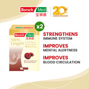 Borsch Med 100% Lingzhi Cracked Spores Powder Capsule 200mg x 60 capsules (Twin Pack)