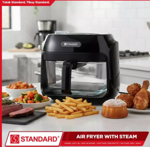 Standard ORIGINAL Air Fryer 7.0 Liters Big Design with Steam - Black - 16-Inch Basket - 1000 Watts - 220V-240V