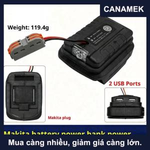 【CANAMEK】 1PCS cho 18V Li-ion pin trường hợp adapter kép USB cổng điện ngân hàng điện sạc điện thoại LED làm việc ánh sáng chuyển đổi đèn Pin