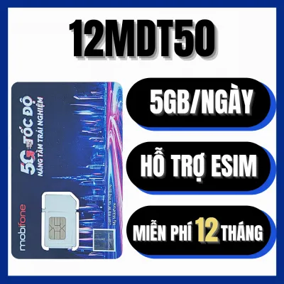 Siêu Sim 5G Mobifone trọn gói 12 tháng 12MDT50 150GB/tháng (5GB/ngày) Trọn gói không cần nạp tiền Lướt Mạng Thả ga - BẢO HÀNH 1 ĐỔI 1 từ MƯỜNG THANH ROYAL FREESHIP - CHƯA KÍCH HOẠT.