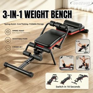 【SG STOCK】3-in-1 Weight Bench –Multi-Functional Folding Exercise Bench for Full Body Incline Decline