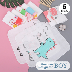 DAPANDA 5Pcs Set Baby Soft Washcloth Napkin Pure Cotton Gauze Face Towel Newborn Soft Hanky