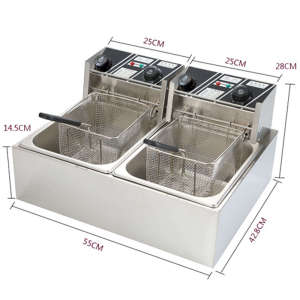 COD 20L Electric Deep Fryer Dual Cylinder Heavy Duty Deep Frying 220V Stainless Steel Frying Machine French Fries Chicken